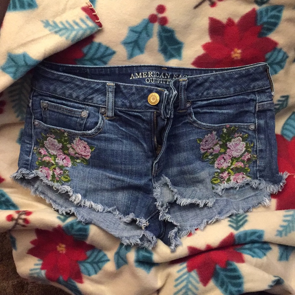 Embroidered Jean Shorts